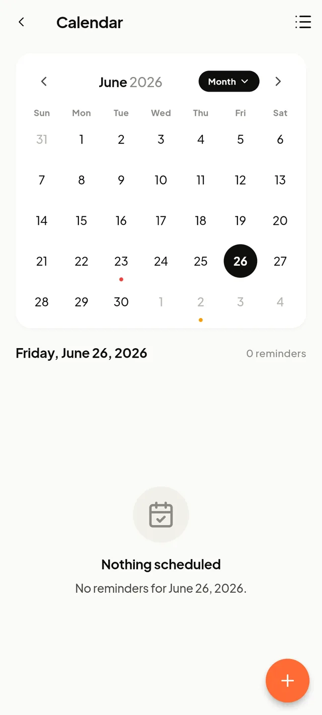Calendar of jobs and reminders