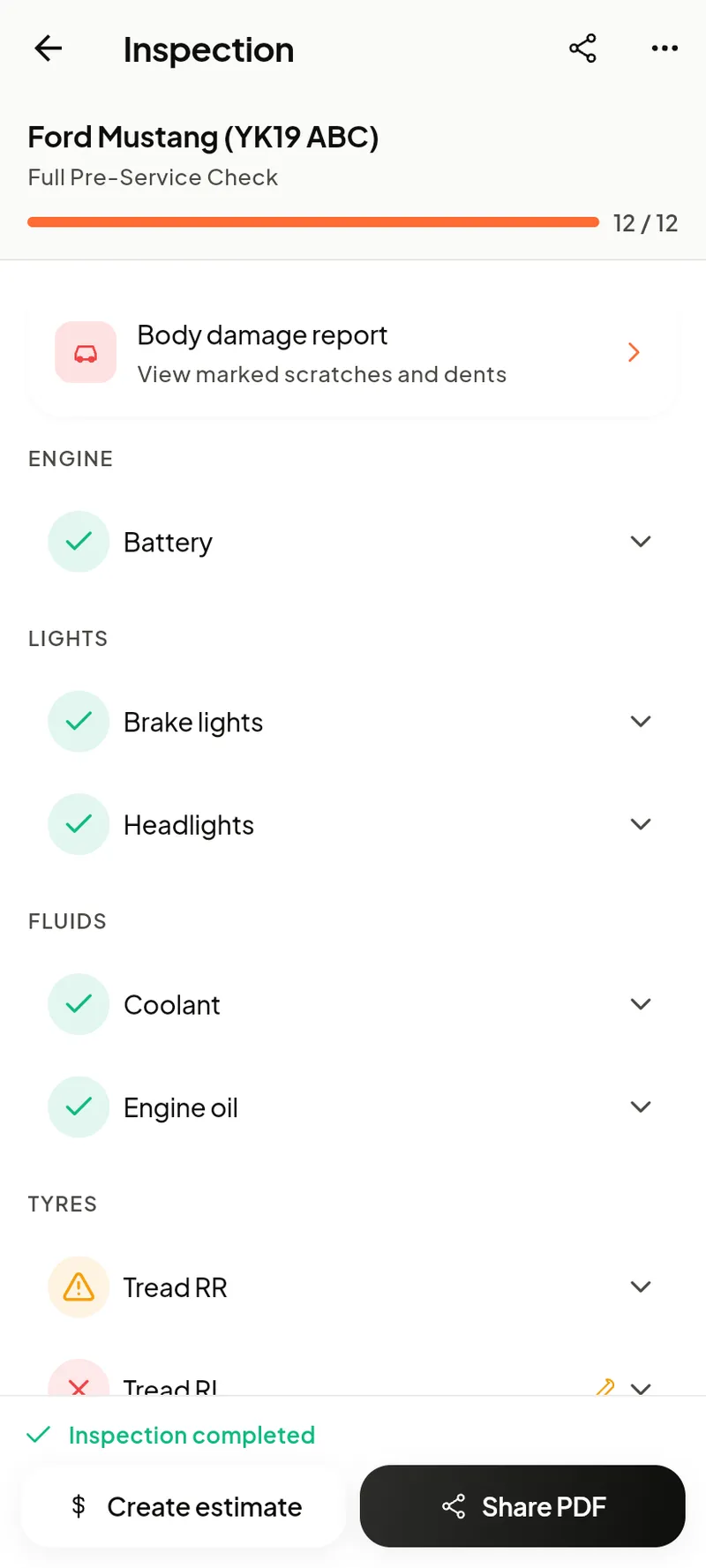 Completed inspection