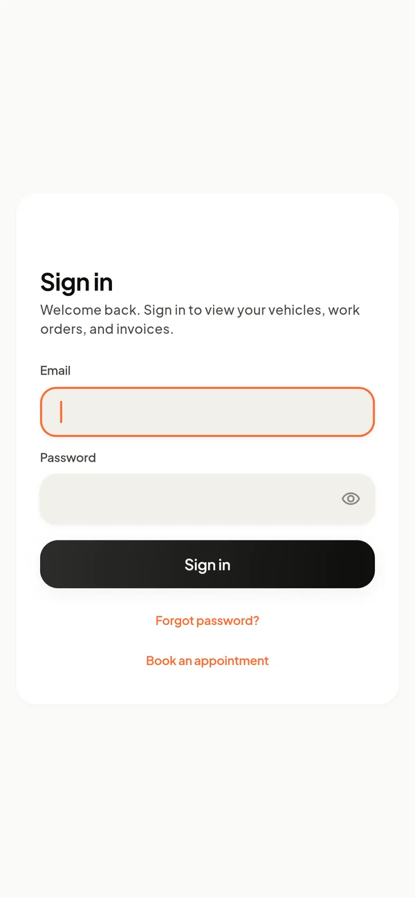 Customer portal sign-in on a phone