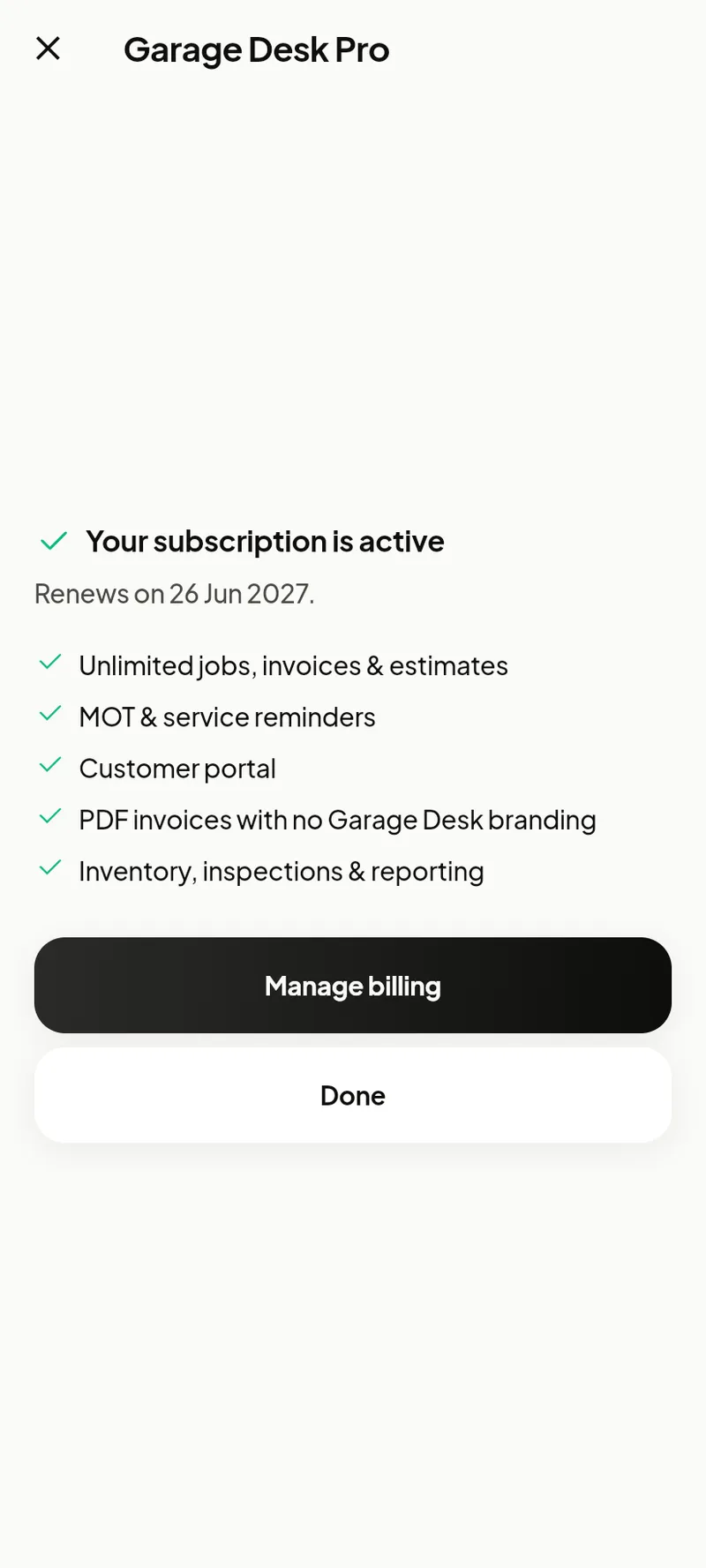 Subscribe screen